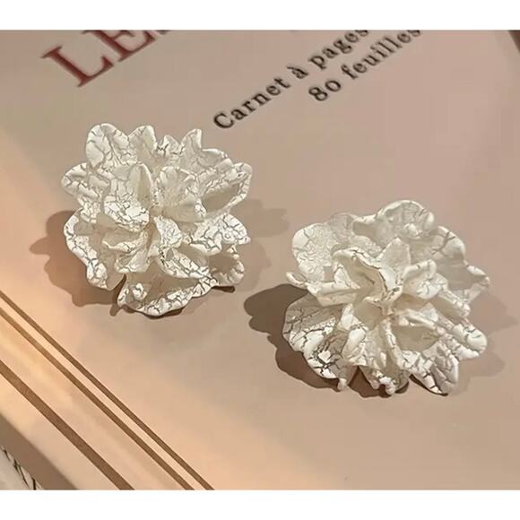 Pearlized Acrylic Flower Petal Earrings - Picture 1 of 2